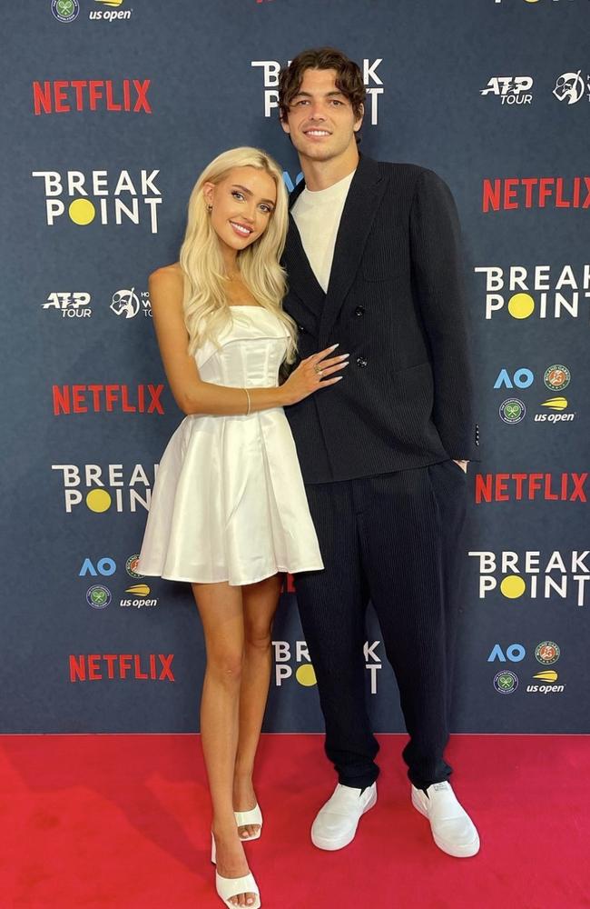 Riddle with Taylor Fritz at the premier of Netflix documentary Break Point.