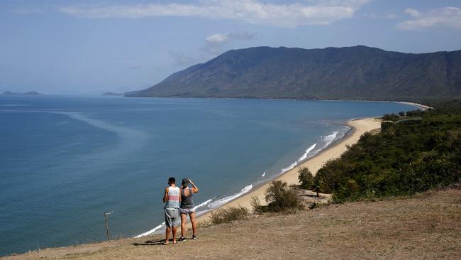 Tourists at the lookout at Wangetti Beach, where Toyah Cordingley's body was found. Picture: Anna Rogers