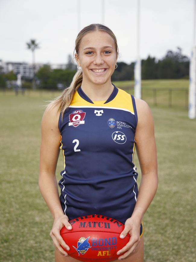 Tegan Levi at the Bond Bull Sharks footy club. Picture: Tertius Pickard