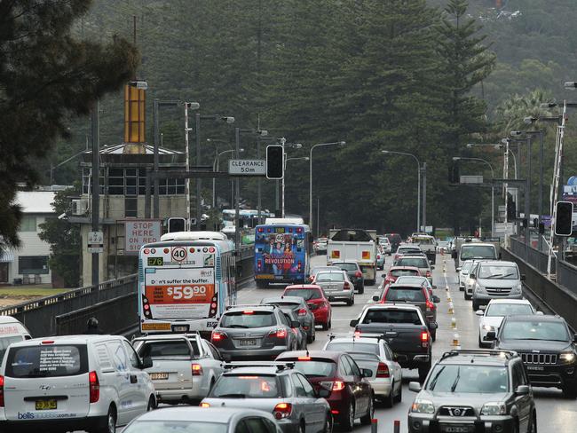 Traffic congestion on the Spit Bridge.