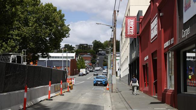 Brisbane Street is beginning to re-open again after being closed for some time due to construction taking place at the old Freedom building that has now been taken over by UTAS. Picture: Nikki Davis-Jones