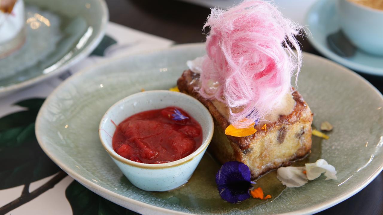 Raisin pain au lait French toast at Lady Marmalade Cafe, Stones Corner. Picture: Ric Frearson