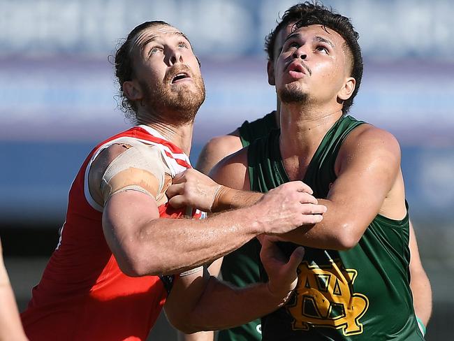 St Mary’s ruck man Braxton Ah Mat faces multiple striking charges. Picture: Felicity Elliott / AFLNT Media