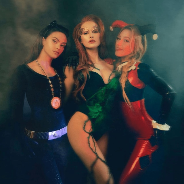 Image credit: Instagram.com/lilireinhartCami Mendes, Madelaine Petsch and Lili Reinhart as Catwoman (Julie Newmar's 1966 version), Poison Ivy and Harley Quinn