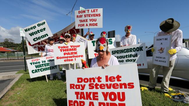 Cableway protesters have set up outside MP Ray Steven’s office several times in the lead up to the election. Picture Mike Batterham