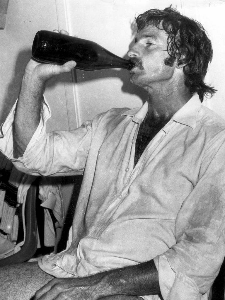 Dennis Lillee enjoying a longneck.