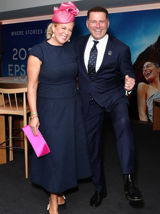 The Everest race day at Royal Randwick saw former breakfast TV rivals unite in Sam Armytage (Former Sunrise presenter) and Today Show host Karl Stefanovic. Picture: Matrix News