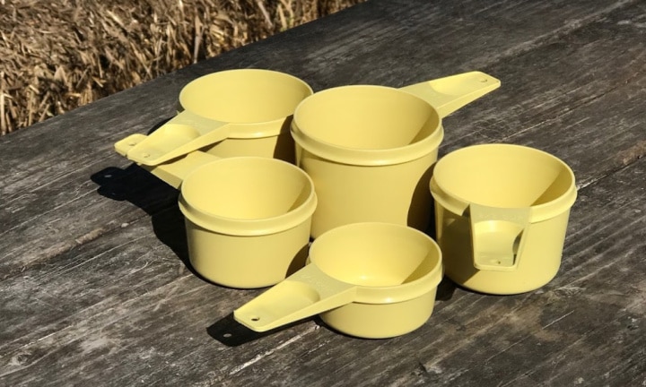 Four Vintage Tupperware Measuring Cups in Green 