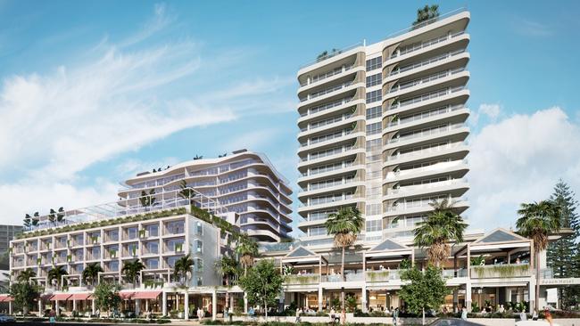 Artist impression of Kirra Point, the development replacing the demolished Kirra Beach Hotel.