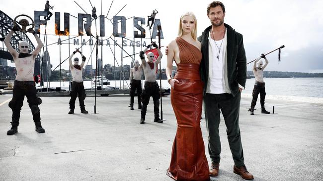 Actors Anya Taylor-Joy and Chris Hemsworth at a media call ahead of the premiere of Furiosa: A Mad Max Saga. Picture: Richard Dobson