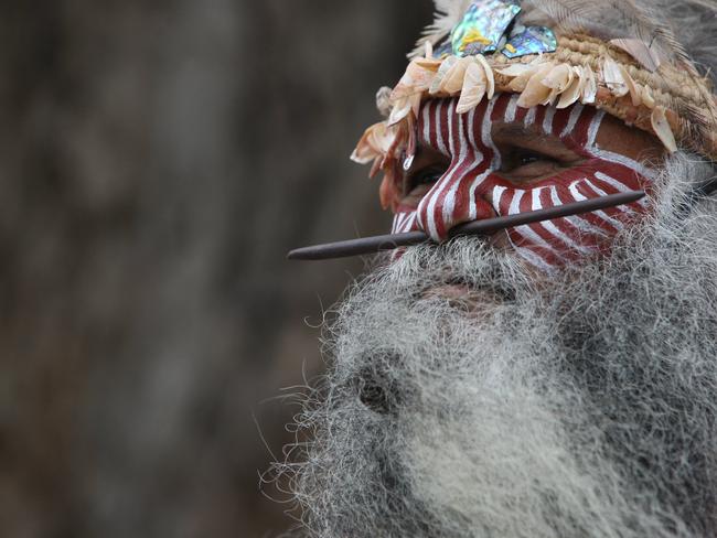 Aboriginal elder Major “Moogy” Sumner during a Proclamation Day ceremony (observed on January 26) at the Old Gum Tree in Glenelg. 