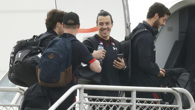 Dylan Shiel was all smiles on the way out. Picture: Getty Images