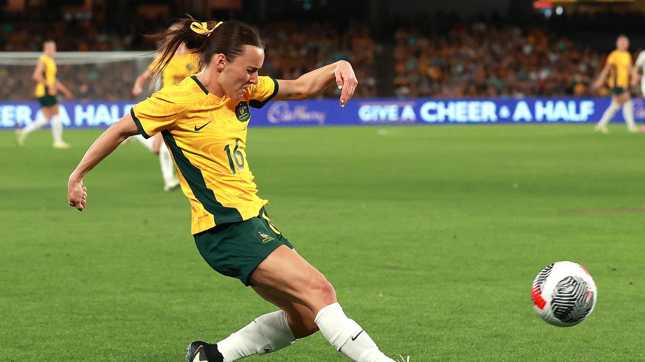 Hayley Raso has found the back of the net for Australia. Picture: Kelly Defina/Getty Images.