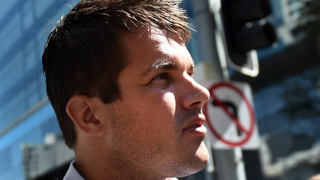 Gable Tostee looks on as he makes his way to the Supreme Court in Brisbane.