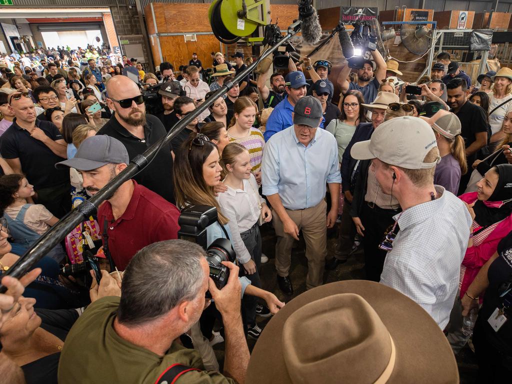 Mr Morrison received a rockstar welcome to the Sydney show. Picture: Jason Edwards