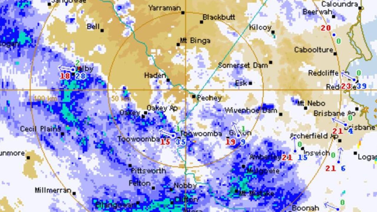 Widespread showers are expected to continue throughout Wednesday across the Darling Downs and South West. Photo: BoM