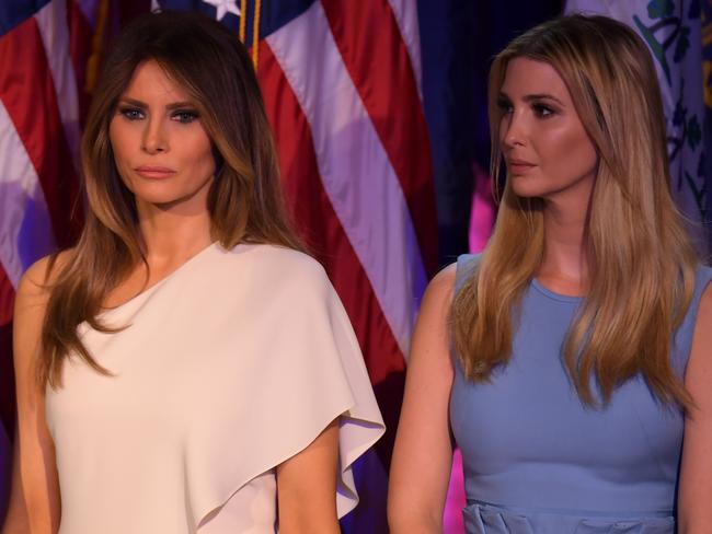 In shock? Melania Trump (left) and Ivanka Trump on election night in 2016. Picture: Jim Watson/AFP