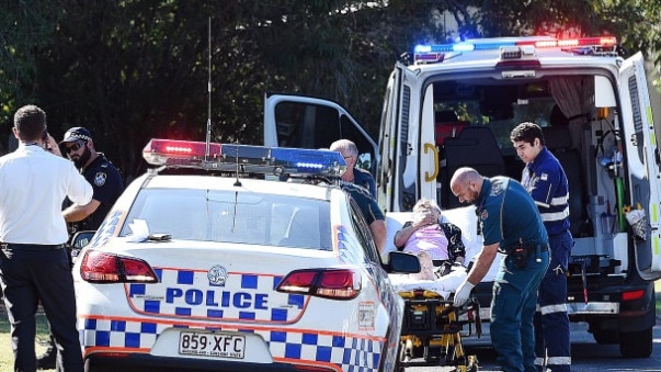 Police at the scene of Adam Curtis Brown’s violent attack on a man and his elderly mother in Wondunna in 2018. Picture: NewsWire