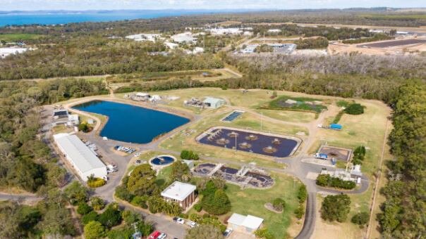 Drone photo of Hervey Bay's Pulgul Creek Sewage Treatment Plant.