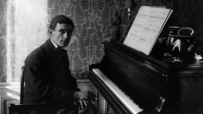 French composer Maurice Ravel at his piano in 1912.