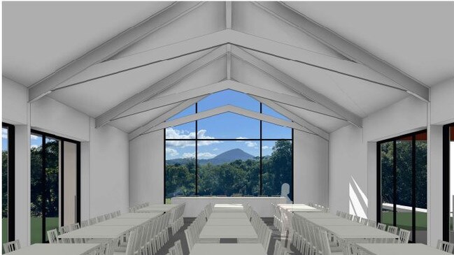 Plans for the proposed all-weather enclosed chapel within the wedding venue at Eerwah Vale.