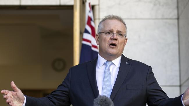 Scott Morrison announces changes to wage subsidies today. Picture: Picture: Gary Ramage/NCA NewsWire