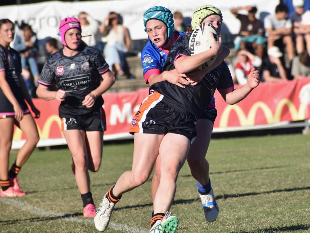 Rocky Junior League grand finals, under-17 girls, Rockhampton Tigers versus Norths, Rugby Park, on June 8, 2024.