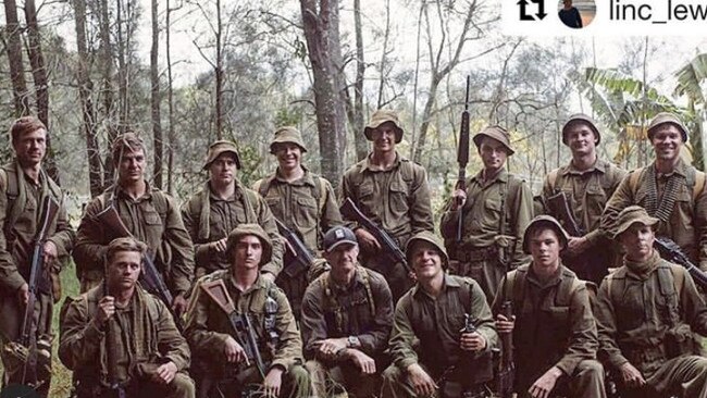 Extra-Specialists on set of Nerang shot filmed Danger Close. Lincoln Lewis is on the top right corner. Photo: Extra-Specialists