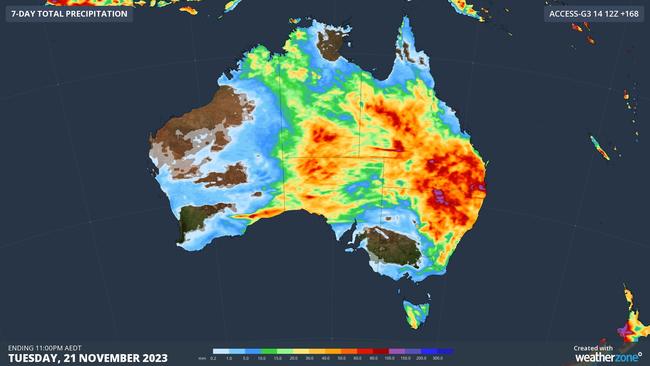 Queensland and NSW are in the firing line for buckets of rain over the next week, with showers also predicted in other parts of the country. Photo: WeatherZone