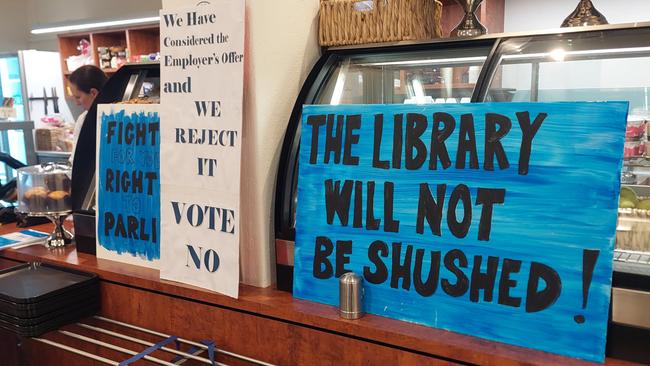 Staff at SA Parliament House held a stop work meeting today: Pic Michael McGuire