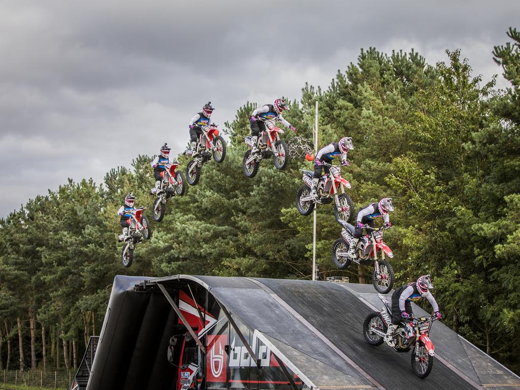 Bold Dogs - Most slam dunks on motorcycles. Picture: Richard Bradbury/Guinness World Records