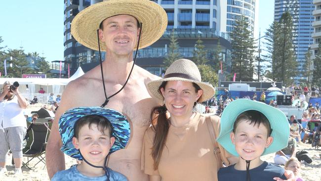 Chelsea, David, Caleb and Noah Taylor at day three of the Pacific Airshow, 20 August 2023. Picture: Richard Gosling