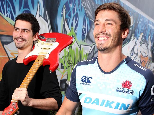 Sunday Telegraph; Reece (left) and Jake Gordon.  Waratahs rookie Jake Gordon has become the team's starting halfback, while his hipster brother Reece has taken a very different path in life as a musician. Pic Stephen Cooper