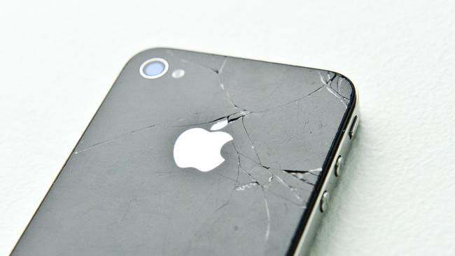 An Apple iPhone with a broken screen. for GCB digital life.