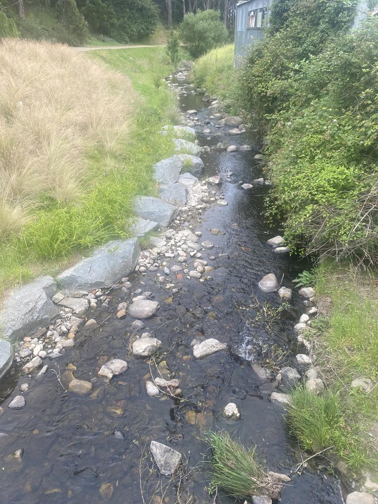 The colour of the Hobart rivulet cleared up after 5pm. Pic: Harry Schofield