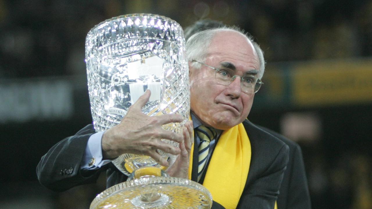 Former Australian Prime Minister John Howard with the Cook Cup. Photo: David Kapernick.