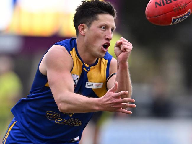 Noble ParkÃs Jackson Sketcher during the EFL Premier Division football match between Noble Park and Balwyn in Noble Park, Saturday, June 11, 2022. Picture: Andy Brownbill