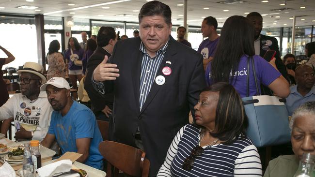 Illinois Governor J.B. Pritzker speaks to supporters in Chicago. Picture: AFP