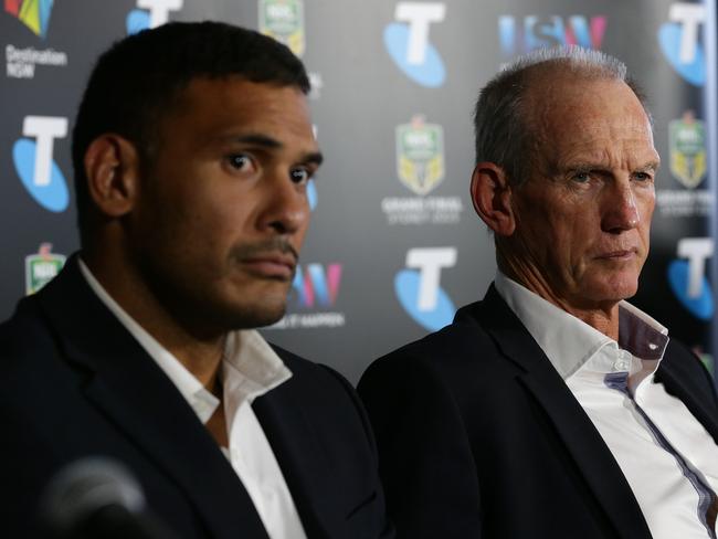 Justin Hodges and Wayne Bennett in 2015.