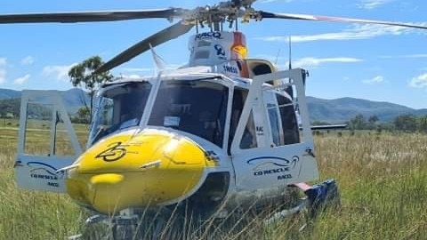 Emergency services have rushed to a Central Queensland mine site where a worker suffered a head injury. Picture: RACQ CQ Rescue