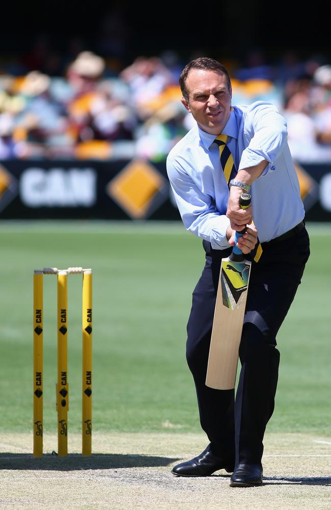 Former Australian Batsman Michael Slater during the First Ashes Test match between Australia and England at The Gabba on November 22, 2013.. (Photo by Ryan Pierse/Getty Images)