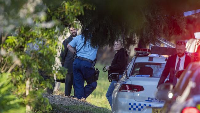 Police established a crime scene at the house on Tuesday. Picture: NewsWire / Simon Bullard.