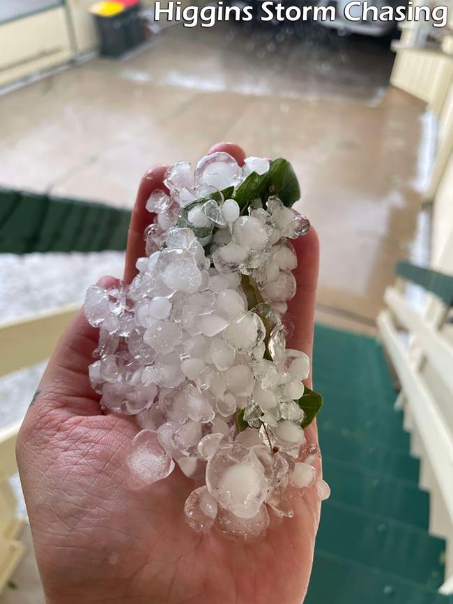 Hail smashed regions out west on Thursday. Pics: Melanie/Higgins Storm Chasing