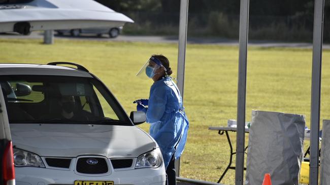 A QML Pathology drive-through Covid-19 testing clinic in Byron Bay.