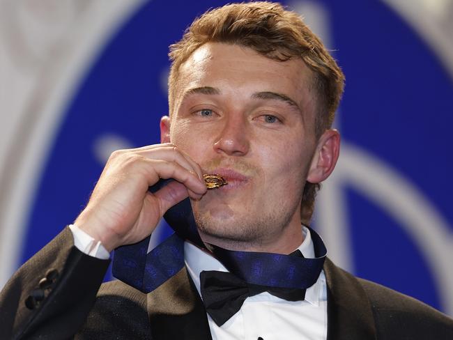 MELBOURNE, AUSTRALIA. NewsWire Photos. September 23 , 2024   The 2024 AFL Brownlow medal at the Palladium room in Crown Casino, Melbourne.   Patrick Cripps of the Blues   after winning the 2024 Brownlow Medal .   Picture: NewsWire/ Michael Klein