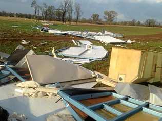 STORM CARNAGE: Rolleston Campdraft Association posted images of their badly destroyed remains of their shower block. Picture: Rolleston Campdraft Association