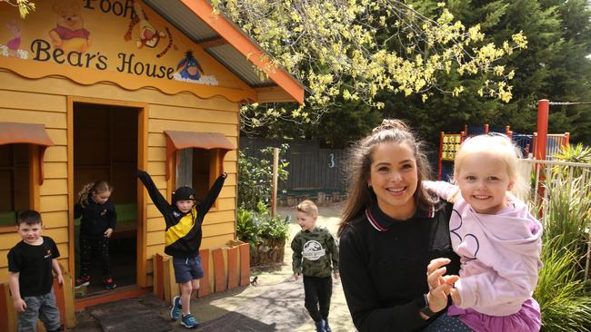 Number 9: Stephanie Murphy from Pooh Bear’s House with Kara and (left to right) Lachlan, Ashleigh, Archer and Hudson. Picture: Stuart Milligan