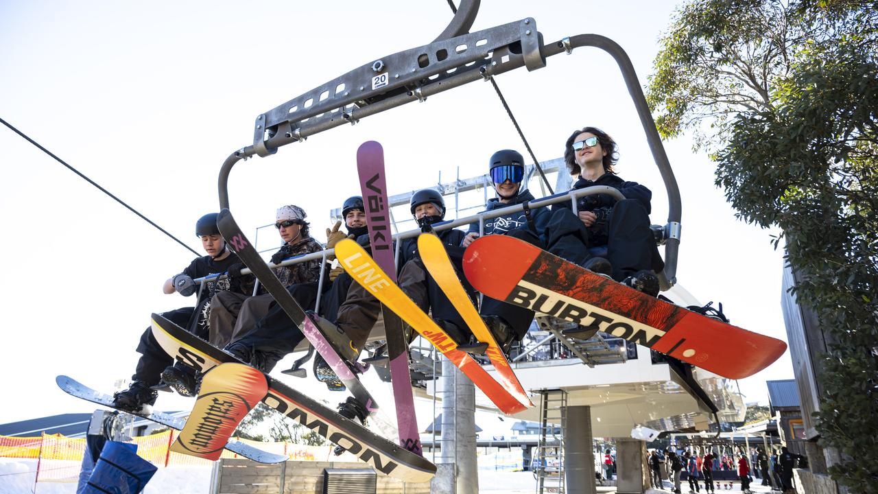 This is the only chair lift open across NSW and Victorian ski resorts today. Picture: Mt Buller/Tony Harrington