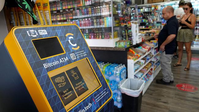 A cryptocurrency ATM set up in a convenience store in Miami, Florida. Picture: Joe Raedle/Getty Images/AFP