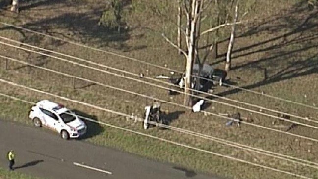 The crash scene at Peak Crossing. Picture: Photo: 7 News Queensland